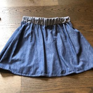 Stretchy dark denim skirt/ elastic top band